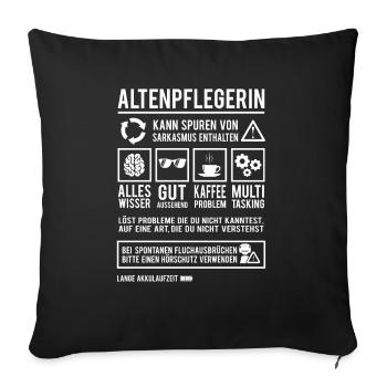 Altenpflegerin Altenpflege Altenheim Altenpfleger - Sofakissenbezug 45 x 45 cm - Schwarz - Vorne