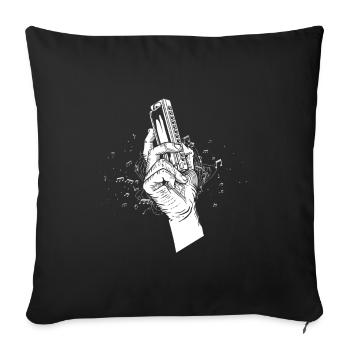 Harmonica Blues Mouth Organ Acoustic Instrument - Sofa pillowcase 17,3'' x 17,3'' (45 x 45 cm) - black - Front