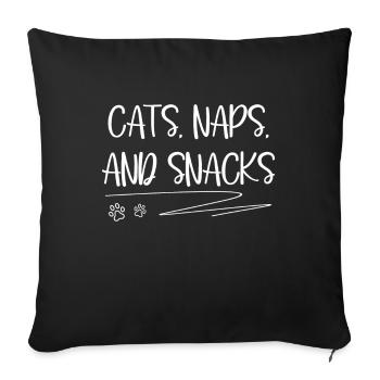 Cats Naps And Snacks Paw Kitten Owner Pet Gift - Sofa pillowcase 17,3'' x 17,3'' (45 x 45 cm) - black - Front