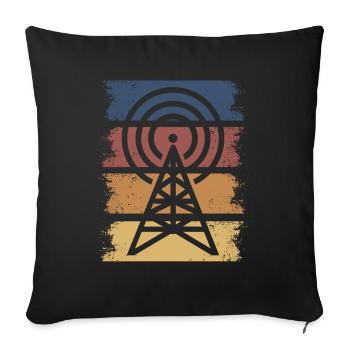 Amateur radio amateur funker radio radio amateur radio radio - Housse de coussin décorative 45 x 45 cm - noir - Devant