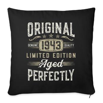 Né en 1943 Vintage Retro Anniversaire - Housse de coussin décorative 45 x 45 cm - noir - Devant