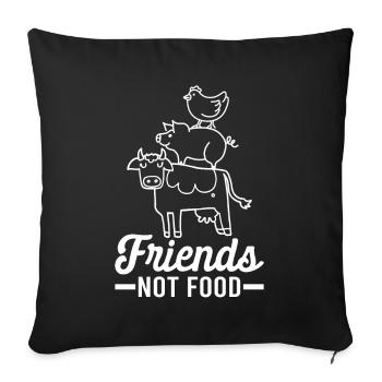 Amis pas nourriture végétarien Veganisme Cadeau végétalien - Housse de coussin décorative 45 x 45 cm - noir - Devant