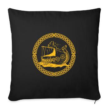 Wikingerschiff Krieger Walhalla Nordische Mythologie Geschenk - Sofakissenbezug 45 x 45 cm - Schwarz - Vorne
