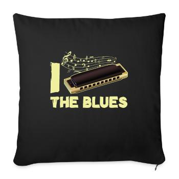 I Love The Blues Harmonica Music Instrument Gift - Sofa pillowcase 17,3'' x 17,3'' (45 x 45 cm) - black - Front