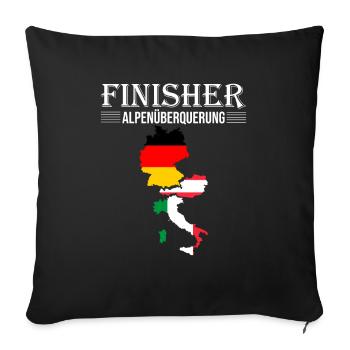 Alpenüberquerung Finisher Transalp Alpencross - Sofakissenbezug 45 x 45 cm - Schwarz - Vorne
