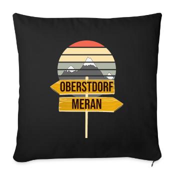 Transalp AAlpenüberquerung E5 Oberstdorf Meran - Sofakissenbezug 45 x 45 cm - Schwarz - Vorne