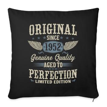 Jahrgang 1952 Original Vintage Geburtstag Geschenk - Sofakissenbezug 45 x 45 cm - Schwarz - Vorne