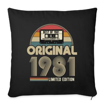 1981 Original Vintage Birthday Gift - Sofa pillowcase 17,3'' x 17,3'' (45 x 45 cm) - black - Front
