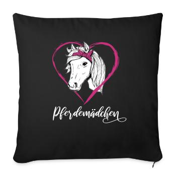 Pferdemädchen Pferde Herz Geschenkidee - Sofakissenbezug 45 x 45 cm - Schwarz - Vorne