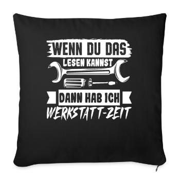 Werkstatt Zeit Schrauber Mechaniker KFZ Schrauben - Sofakissenbezug 45 x 45 cm - Schwarz - Vorne