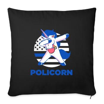 Policorne Licorne Officier de police Policier Cadeau - Housse de coussin décorative 45 x 45 cm - noir - Devant