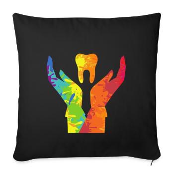 Colorful Tooth Doctor Teeth Dentist Dentistry Gift - Sofa pillowcase 17,3'' x 17,3'' (45 x 45 cm) - black - Front