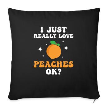 Ich liebe Pfirsiche! Peach - Sofakissenbezug 45 x 45 cm - Schwarz - Vorne