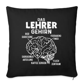 Lehrer Gehirn Pädagoge Lustiger Klassenlehrer - Sofakissenbezug 45 x 45 cm - Schwarz - Vorne