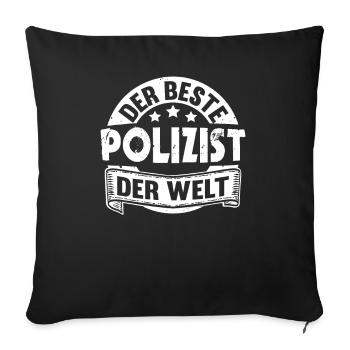 Bester Polizist der Welt Beamter Lustig Polizei - Sofakissenbezug 45 x 45 cm - Schwarz - Vorne