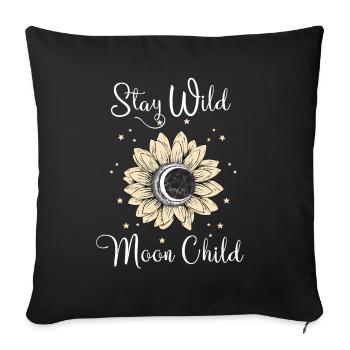 Stay Wild Moon Child Moon Stars - Sofa pillowcase 17,3'' x 17,3'' (45 x 45 cm) - black - Front