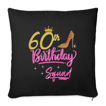 60 ans femmes 60 ans cadeau - Housse de coussin décorative 45 x 45 cm - noir - Devant