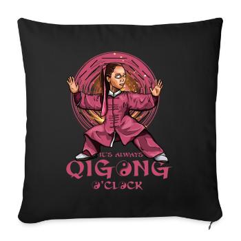 It's always Qi Gong O'Clock - Sofa pillowcase 17,3'' x 17,3'' (45 x 45 cm) - black - Front