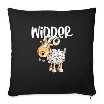 Happy Widder I Schafbock I Schaf - Sofakissenbezug 45 x 45 cm - Schwarz - Vorne