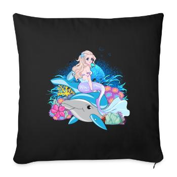 Cadeau sirène sirène - Housse de coussin décorative 45 x 45 cm - noir - Devant