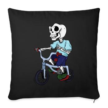 Skeleton Skull Bicycle Gift - Sofa pillowcase 17,3'' x 17,3'' (45 x 45 cm) - black - Front