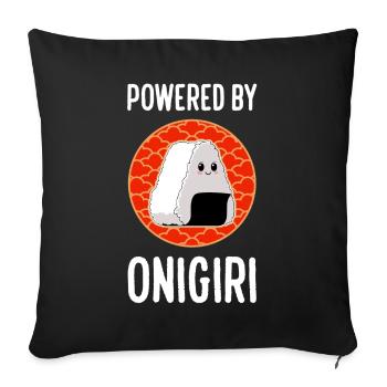 Powered By Onigiri Rice Kawaii Japanese Food - Sofa pillowcase 17,3'' x 17,3'' (45 x 45 cm) - black - Front