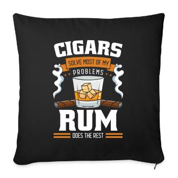 Rum Drink Alcohol Cigar Smoking Enjoy - Sofa pillowcase 17,3'' x 17,3'' (45 x 45 cm) - black - Front