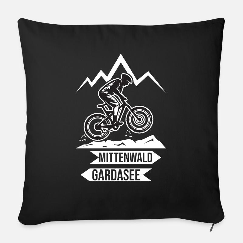 Fahrrad Alpenüberquerung Mittenwald Gardasee MTB - Sofakissenbezug 45 x 45 cm - Schwarz