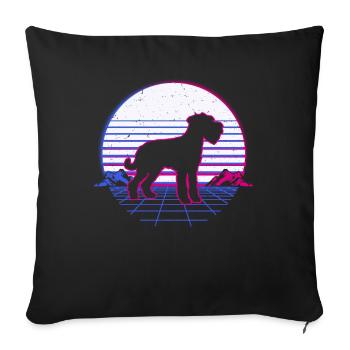 Schnauzer Chien Rétro Vintage Retrowave - Housse de coussin décorative 45 x 45 cm - noir - Devant
