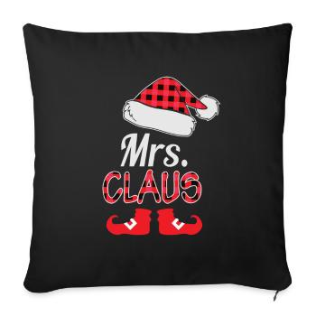 Mme Claus Cadeau pyjama de Noël - Housse de coussin décorative 45 x 45 cm - noir - Devant
