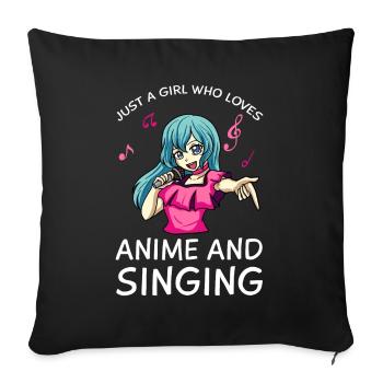 Anime Manga Kawaii Girls Singing Music - Sofa pillowcase 17,3'' x 17,3'' (45 x 45 cm) - black - Front