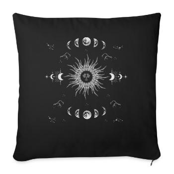 Tarot Esthétique Soleil Sorcière Soleil Lune - Housse de coussin décorative 45 x 45 cm - noir - Devant