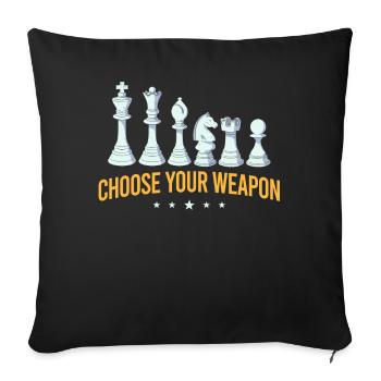 Chess, chess player, chess lover - Sofa pillowcase 17,3'' x 17,3'' (45 x 45 cm) - black - Front