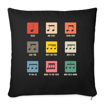 Compositeurs classiques, compositeurs, musique - Housse de coussin décorative 45 x 45 cm - noir - Devant