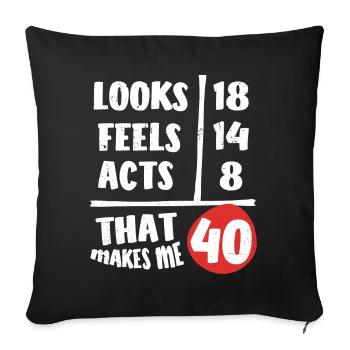 40th birthday, 40 years old - Sofa pillowcase 17,3'' x 17,3'' (45 x 45 cm) - black - Front