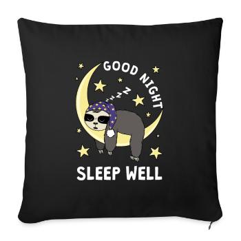 Lazy Sleeping Sloth Moon Good Night Shirt - Sofa pillowcase 17,3'' x 17,3'' (45 x 45 cm) - black - Front