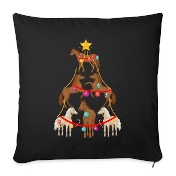 Horse, horses, girls and horses - Sofa pillowcase 17,3'' x 17,3'' (45 x 45 cm) - black - Front