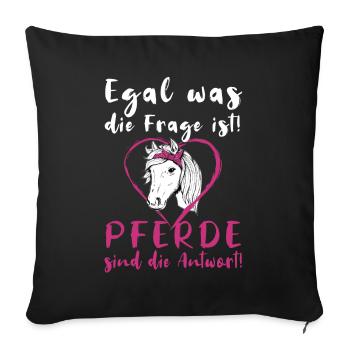 Pferde Reiterin Lustiger Spruch - Sofakissenbezug 45 x 45 cm - Schwarz - Vorne