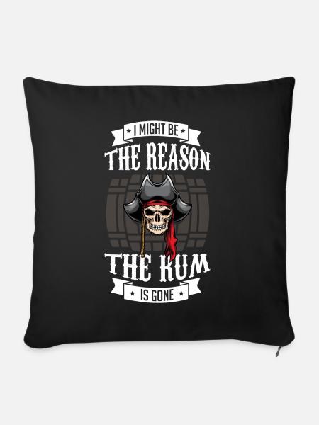 Rumliebhaber, Rum, Rumtrinker Pirat - Sofakissenbezug 45 x 45 cm - Schwarz