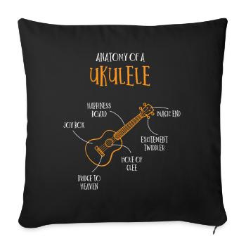 Anatomie Einer Ukulele - Sofakissenbezug 45 x 45 cm - Schwarz - Vorne