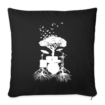 Schlagzeugerwurzeln, Drumsticks - Sofakissenbezug 45 x 45 cm - Schwarz - Vorne