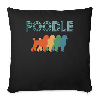 Caniche amoureux des chiens, chiens - Housse de coussin décorative 45 x 45 cm - noir - Devant