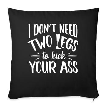 Jambe Amputée Drôle d’humour - Housse de coussin décorative 45 x 45 cm - noir - Devant