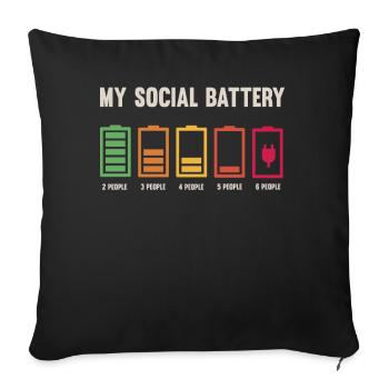 My social battery is low - Sofa pillowcase 17,3'' x 17,3'' (45 x 45 cm) - black - Front