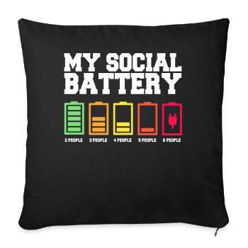 My social battery is low - Sofa pillowcase 17,3'' x 17,3'' (45 x 45 cm) - black - Front