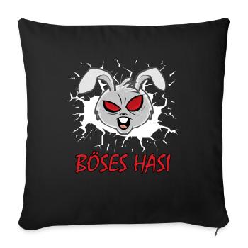 Böses Hasi - Lustiger Oster Hase Kaninchen - Sofakissenbezug 45 x 45 cm - Schwarz - Vorne