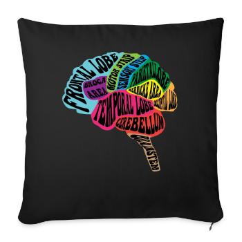 Neurologist Brain Map - Sofa pillowcase 17,3'' x 17,3'' (45 x 45 cm) - black - Front