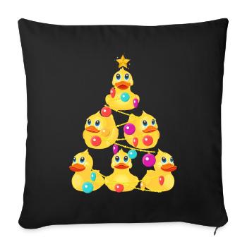 Arbre de Noël canard en caoutchouc - Housse de coussin décorative 45 x 45 cm - noir - Devant