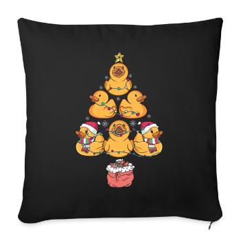 Arbre de Noël canard en caoutchouc - Housse de coussin décorative 45 x 45 cm - noir - Devant