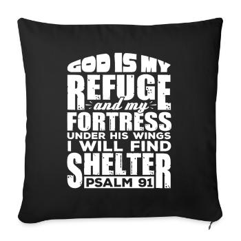 Psalm 91 Bible Verses Christian - Sofa pillowcase 17,3'' x 17,3'' (45 x 45 cm) - black - Front